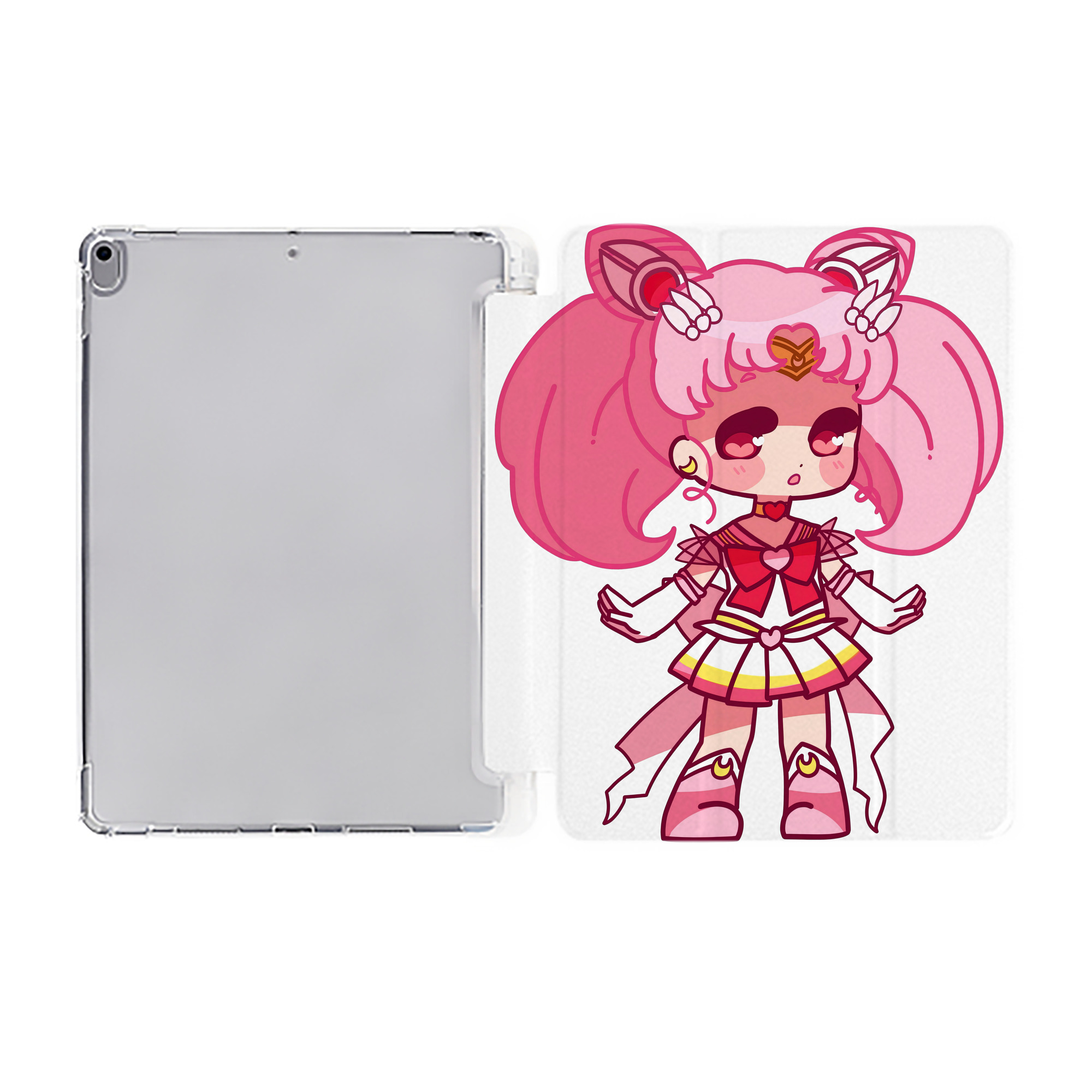 （画像用） 美少女戦士セーラームーン ちびうさ Sailor Moon Chibiusa Tsukino Usagi Small Lady Serenity IPad ケース ペン収納付き 三つ折りスタンド PUレザー×シリコン 対応機種9.5/10.5/10.9インチ